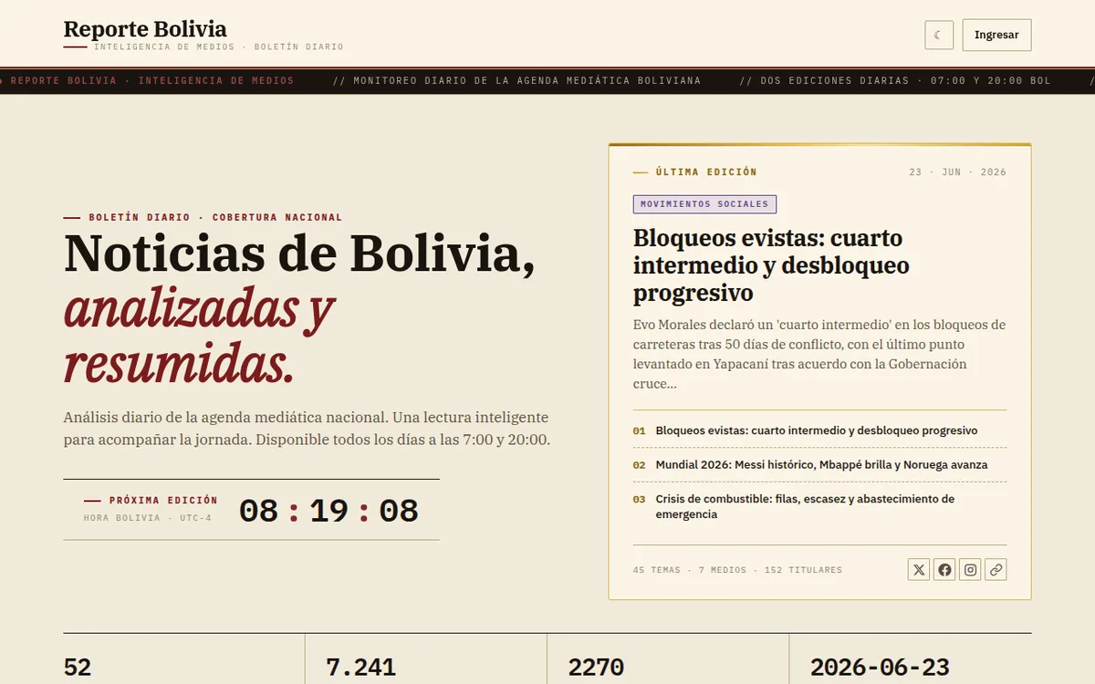Reporte Bolivia — captura de pantalla